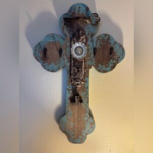 Rustic Blue and Brown Wall Cross Decor